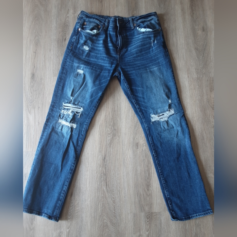 Aeropostale Men's Straight Distressed Denim Jeans